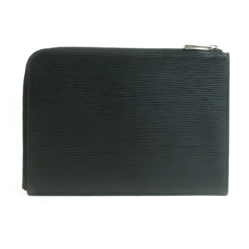 Louis Vuitton Clutch Black Epi Bag Leather Silver Black Silver